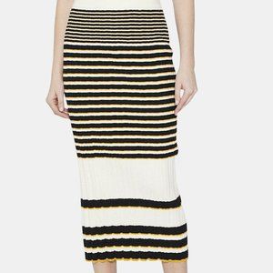 Theory Striped Midi Skirt in Cotton Blend Rib Knit